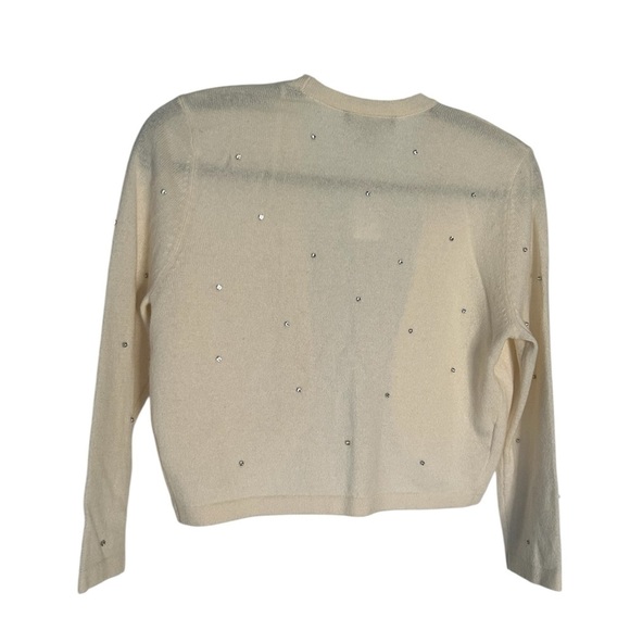 NWT Ann Taylor Cashmere Open Cardigan Shrug Rhinestones Cream $228. Size S - Picture 4 of 8